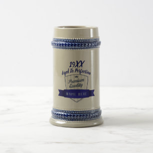 ADD YEAR BORN, Birthday Milestone Gift for Men Beer Stein