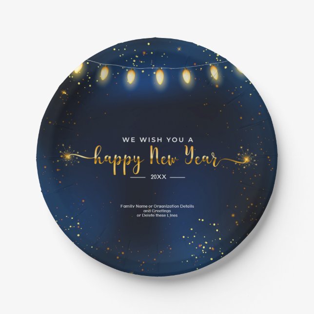 Add Year Family Organization Details New Year 20XX Paper Plate (Front)