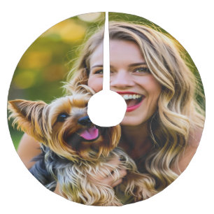 Add Yorkshire Terrier Photo Personalize Brushed Polyester Tree Skirt