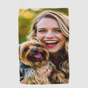 Add Yorkshire Terrier Photo Personalize Golf Towel