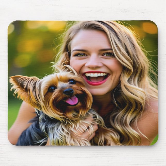 Add Yorkshire Terrier Photo Personalize Mouse Pad (Front)