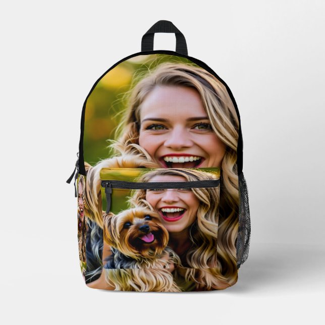 Add Yorkshire Terrier Photo Personalize Printed Backpack (Front)
