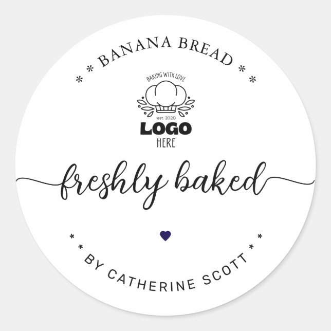 add you logo freshly baked classic round sticker (Front)