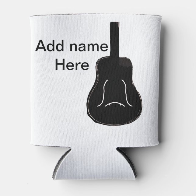 Add you name black white guitar text musical instr can cooler (Front)
