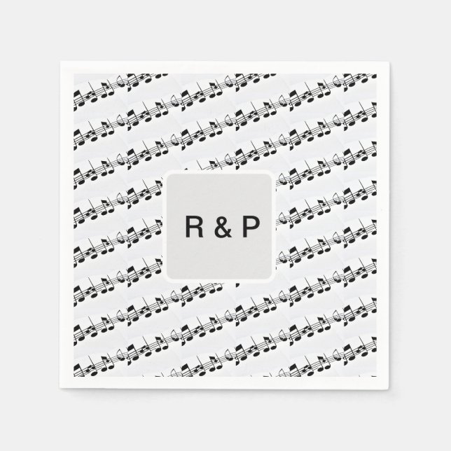 Add you name couple musical notes beats pattern bl napkin (Front)