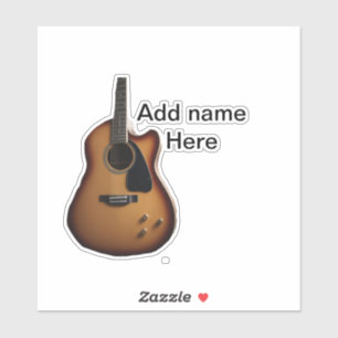 Add you name text brown acoustic guitar editable t