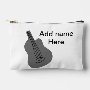 Add you name text brown acoustic guitar editable t accessory pouch