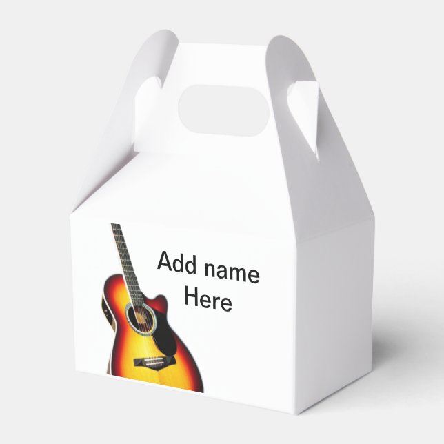 Add you name text brown acoustic guitar editable t favor box (Front Side)