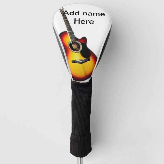 Add you name text brown acoustic guitar editable t golf head cover (Front)