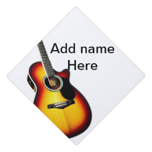 Add you name text brown acoustic guitar editable t graduation cap topper