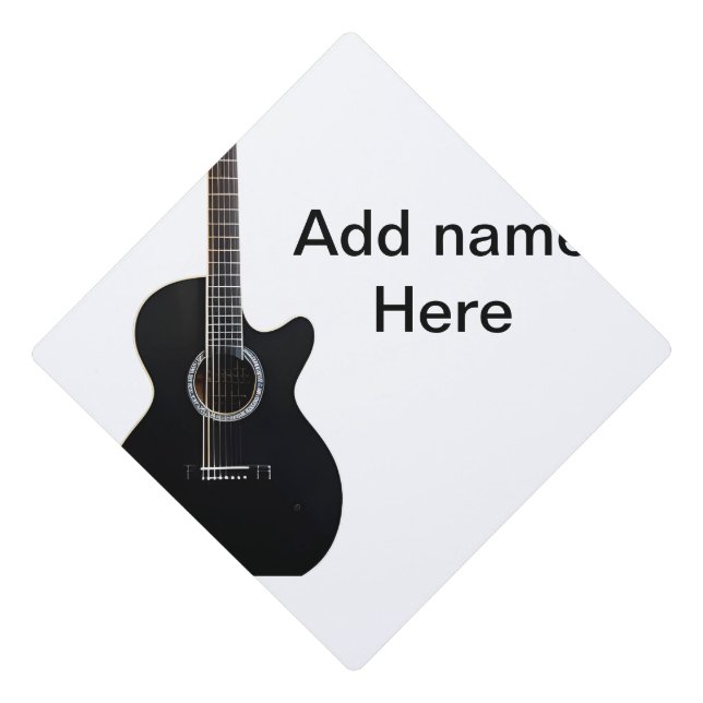 Add you name text brown acoustic guitar editable t graduation cap topper (Front)