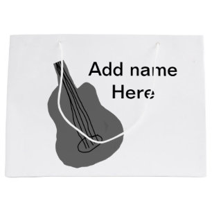 Add you name text brown acoustic guitar editable t large gift bag