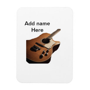 Add you name text brown acoustic guitar editable t magnet