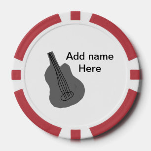 Add you name text brown acoustic guitar editable t poker chips