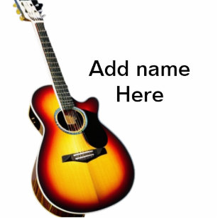 Add you name text brown acoustic guitar editable t standing photo sculpture