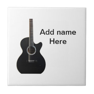 Add you name text brown acoustic guitar editable t tile