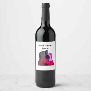 Add you name text brown acoustic guitar editable t wine label