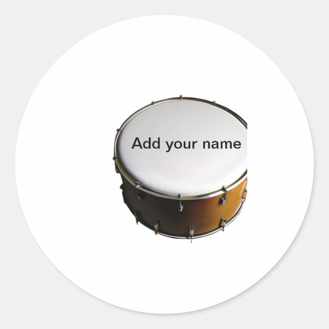 Add you name text brown black drum beats stick classic round sticker (Front)