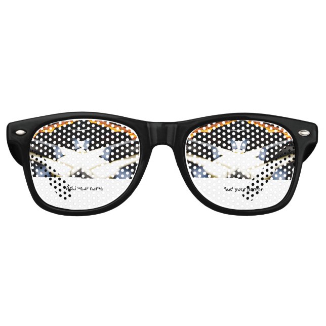 Add you name text brown black piano keys retro sunglasses (Front)