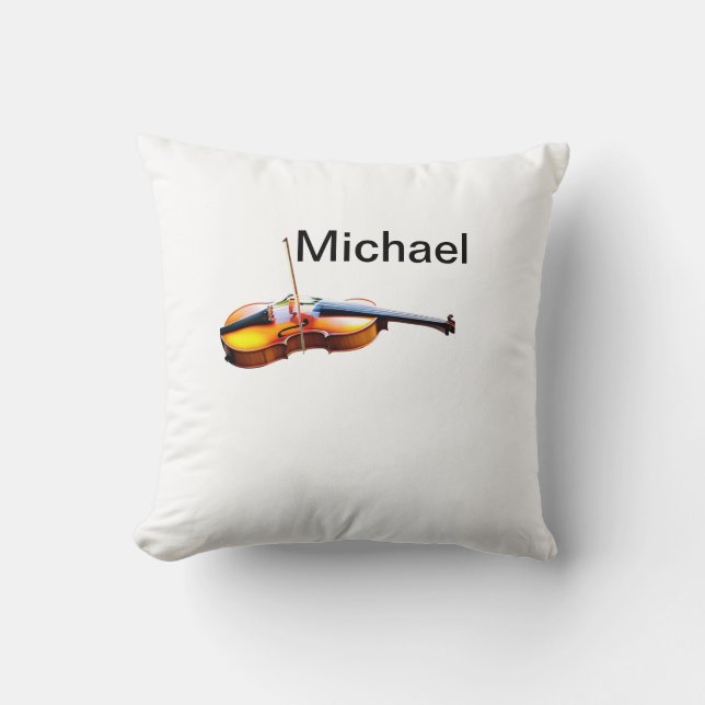 Add you name text brown violin music lover throw p pillow (Front)