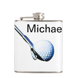 Add you name text golf ball club sports equipment hip flask
