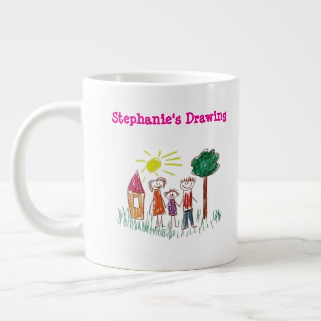 Add your  2 Child's 2 Artwork School this  Large Coffee Mug (Left)