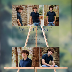 Add Your 5 Photo Graduation Blue Welcome Sign