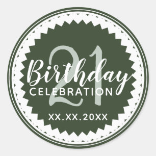 Add your Age Birthday Party 21 elegant Classic Round Sticker