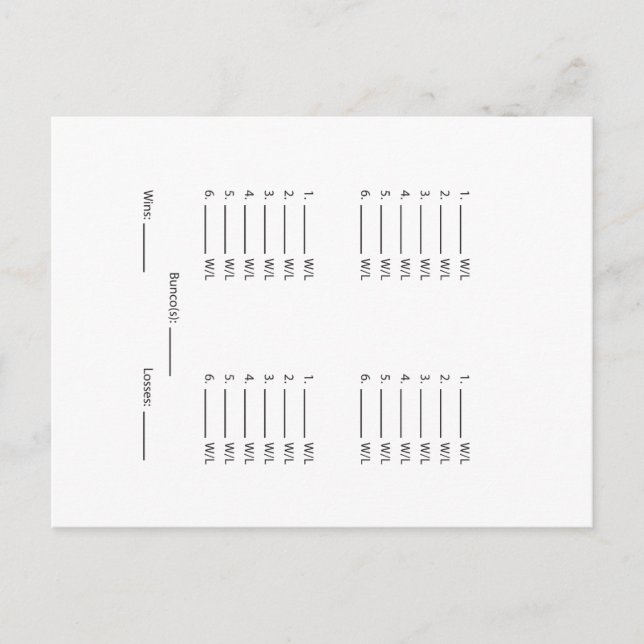 Add your background Bunco Sheet Invitation Postcard (Front)