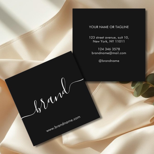 Add your brand name modern minimalist black   calling card (Creator Uploaded)