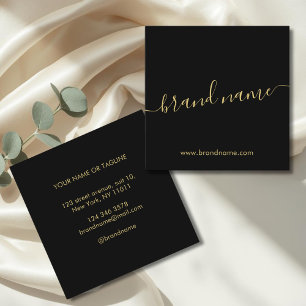 Add your brand name modern minimalist black  square business card