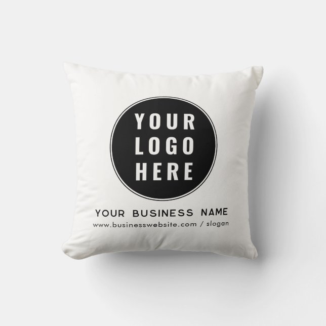 Add Your Business Logo and Company Website Address Throw Pillow (Front)