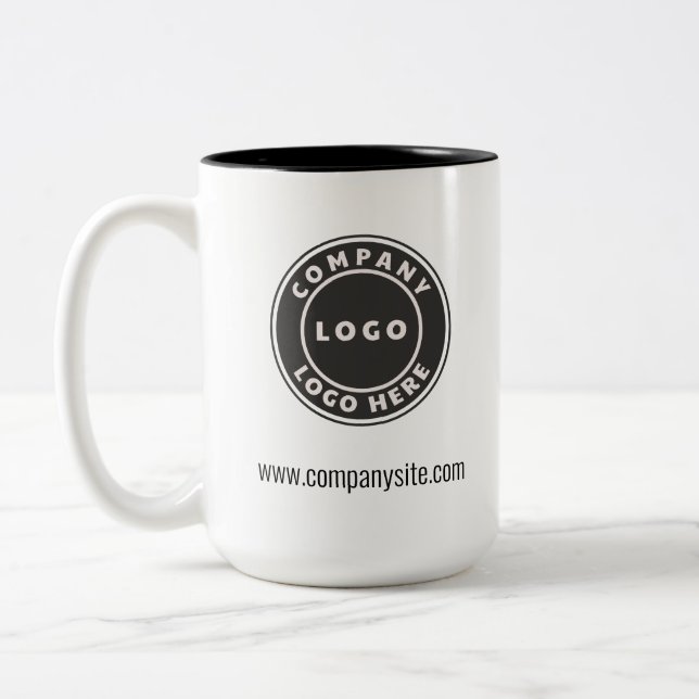 Add Your Business Logo and Company Website Address Two-Tone Coffee Mug (Left)