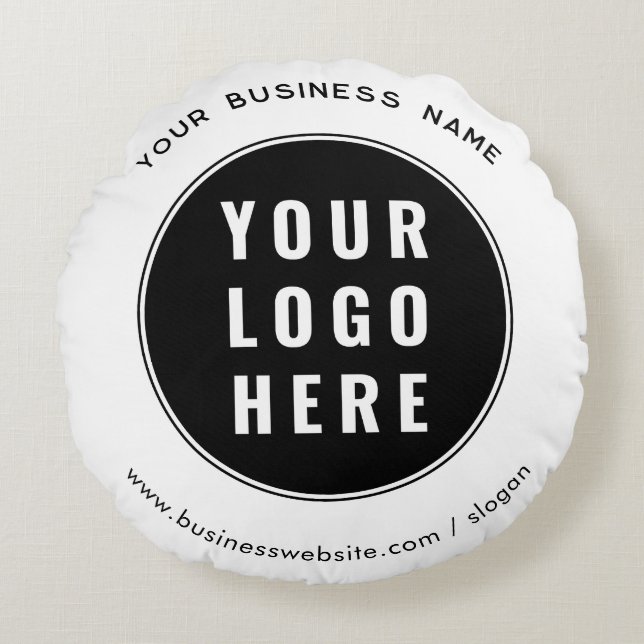 Add Your Business Logo and Company Website Custom Round Pillow (Front)