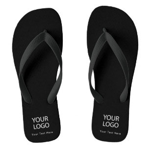 Add Your Business Logo and Text Custom Black Flip Flops
