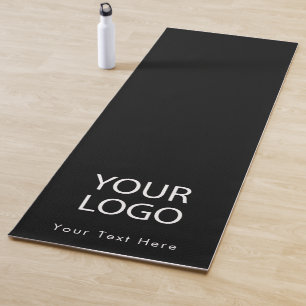 Add Your Business Logo and Text Custom Black  Yoga Mat