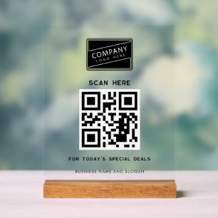 Add Your Business Logo and Website URL QR Code  Acrylic Sign