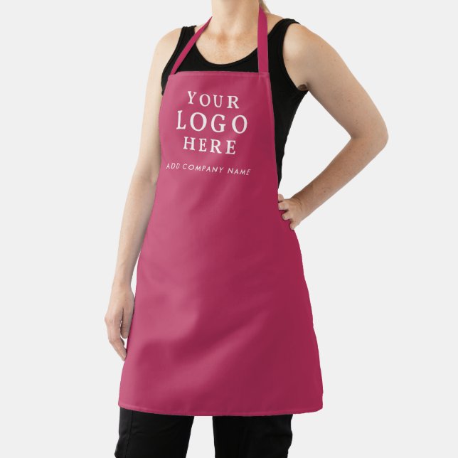  Add Your Business Logo Company Name Branding Pink Apron (Insitu)