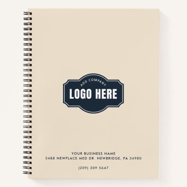 Add Your Business Logo Elegant Minimalist Custom Notebook (Front)