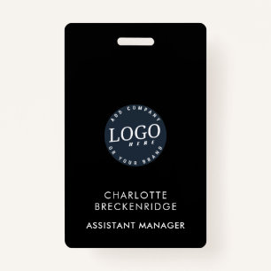 Add Your Business Logo Employees Staff Black ID Badge