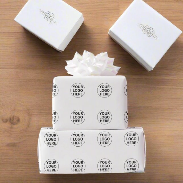 Add Your Business Logo l Promotional Branded White Wrapping Paper (Creator Uploaded)