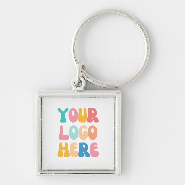 Add your business Logo Modern Minimal Simple Keychain (Front)