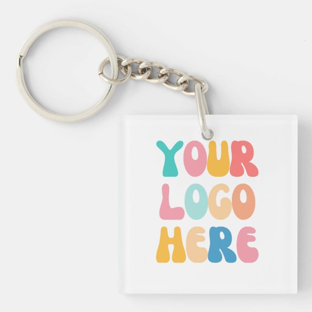 Add your business Logo Modern Minimal Simple Keychain (Front)