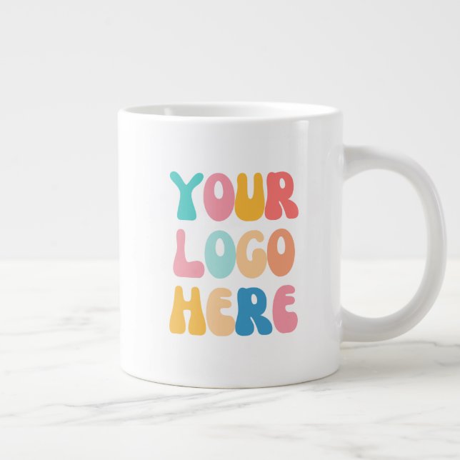 Add your business Logo Modern Minimal Simple Large Coffee Mug (Right)