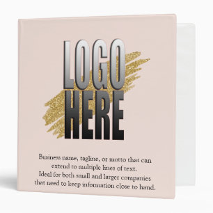 Add Your Business Logo Personalized Text on Blush Binder