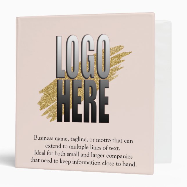 Add Your Business Logo Personalized Text on Blush Binder (Front/Inside)