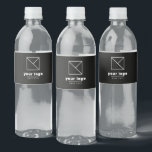 Add Your Business Logo Promotional Black Custom Water Bottle Label<br><div class="desc">Fun way to promote your business - add your business logo</div>