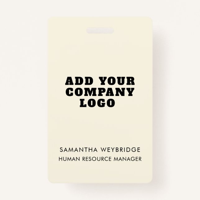 Add Your Business Logo Simple Company Employee Badge (Front)