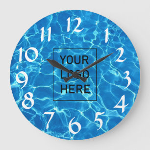 Add Your Business Logo Swimming Pool Water Large Clock