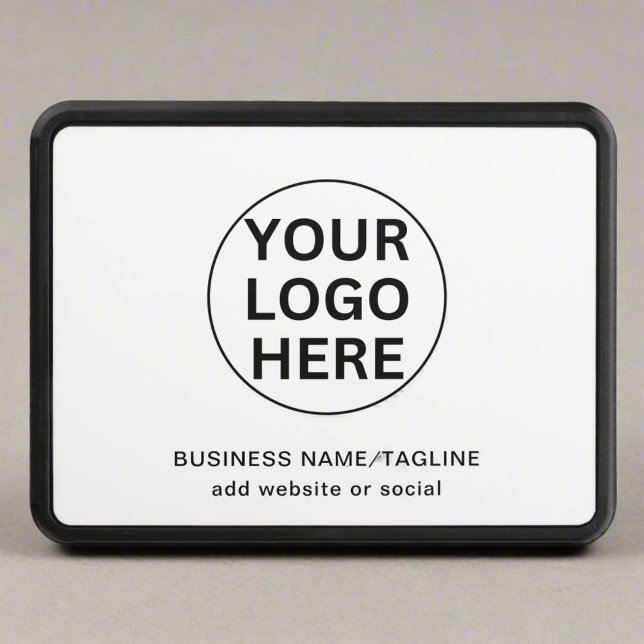 Add Your Business Logo & Text Branded White Trailer Hitch Cover (Creator Uploaded)